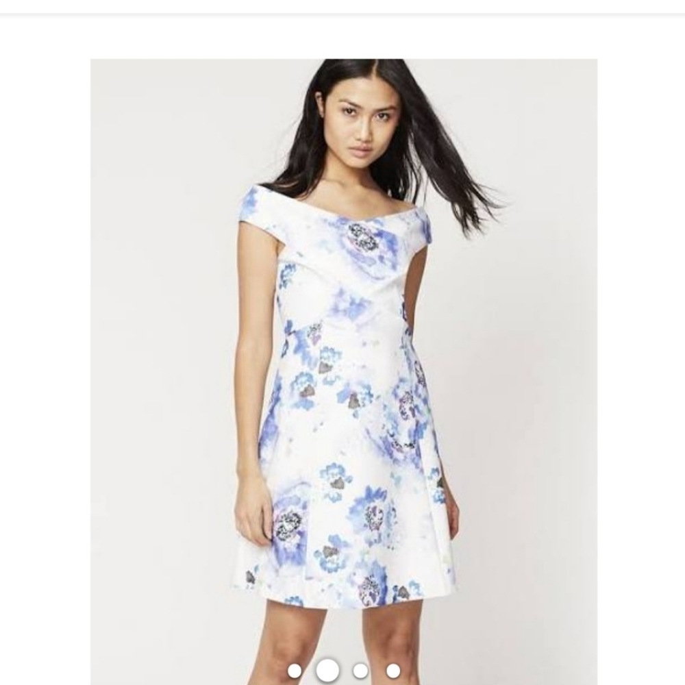 RACHEL Rachel Roy Floral Dress Blue Poppy NWT 10